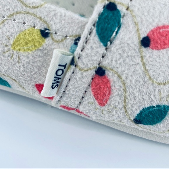TOMS Belmont Women’s Size 7 Natural Tree Lights Print Holiday Christmas Flat NEW - Picture 6 of 11